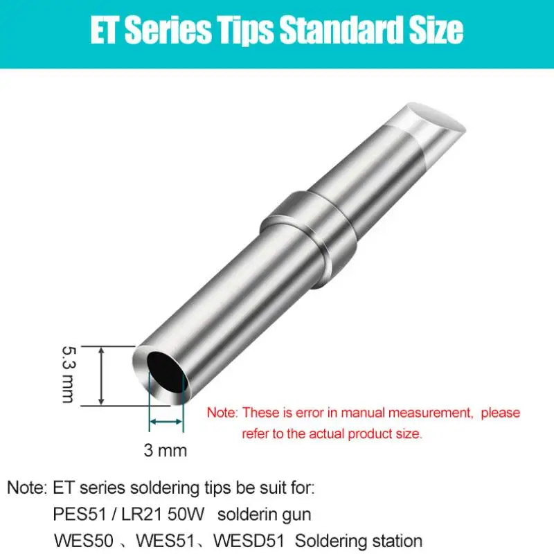 Weller ET Series ETD ETB ETA Soldering Iron Tip Copper Lead-Free for WES50 51 Soldering Station Welder For PES51 LR21 Handles soldering iron