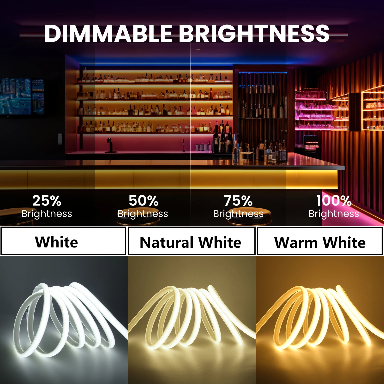 디밍이 가능한 220V COB LED 스트립 WIFI 블루투스 벽 터치 원격 제어 EU 전원 키트 288LEDs/m 방수 유연한 테이프 장