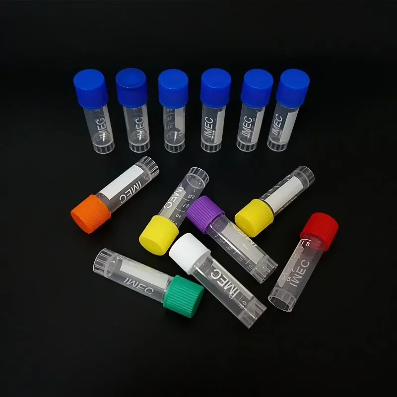 Laboratory Graduated Plastic Freezing Tube Cryo Preservative Vial Sample Cryovial Colorful Cover 50pcs/lot