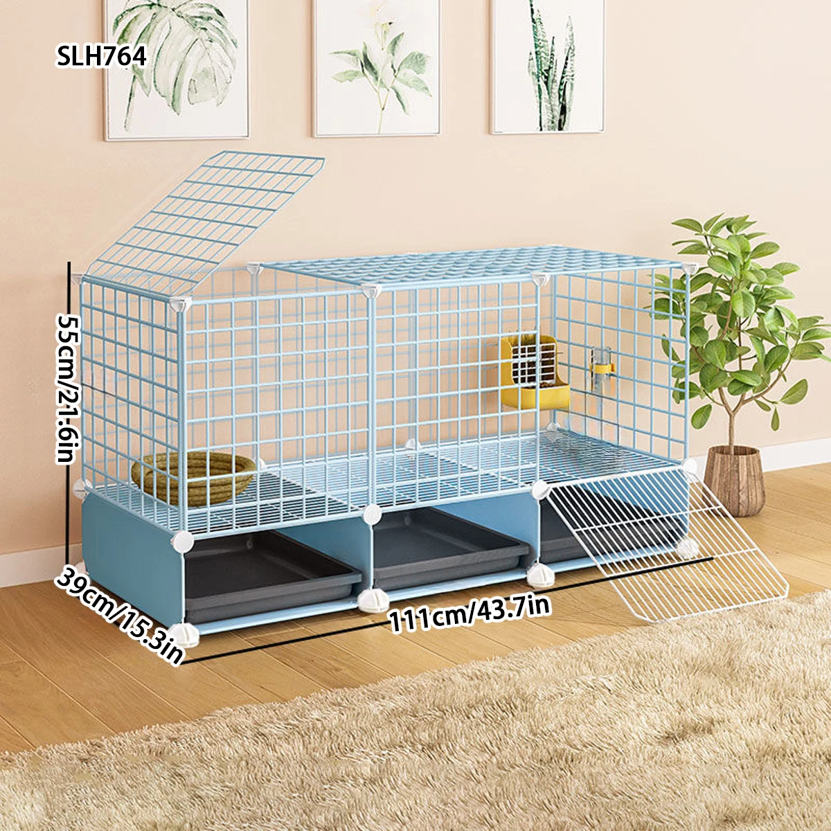 Rabbit Cage Household Indoor Anti-Peeing Large with Toilet Encrypted Guinea Pig Guinea Pig Cage Dwarf Rabbit Metal