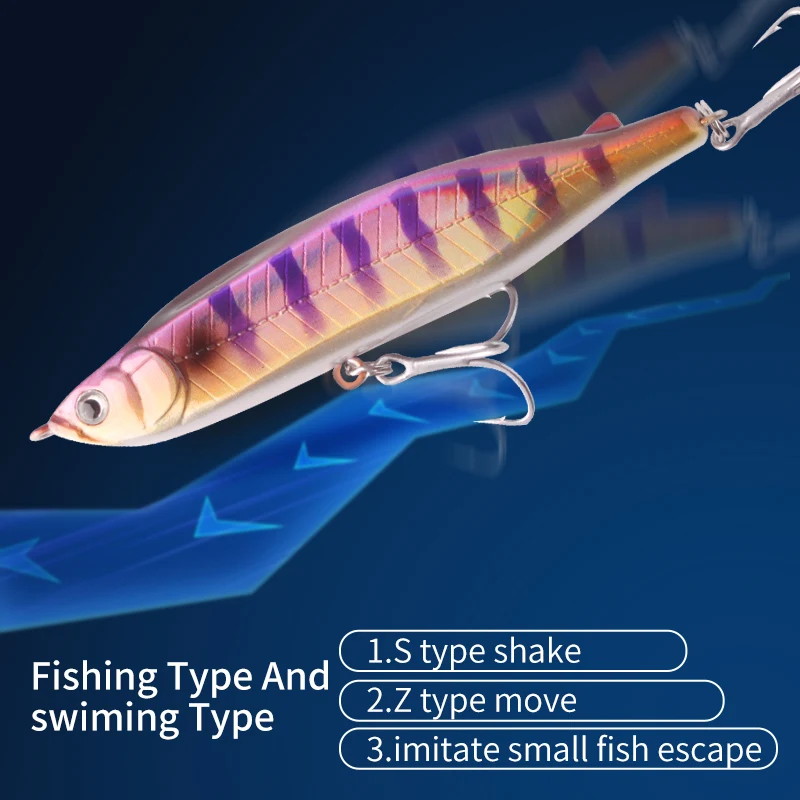 Kawa 1pc Fishing Lure Sinking Pencil Bait 8.5cm/9.5cm/13.4g/18.4g Minnow Metal Hook Swimbait Crankbaits Lifelike Fish Bass Pike