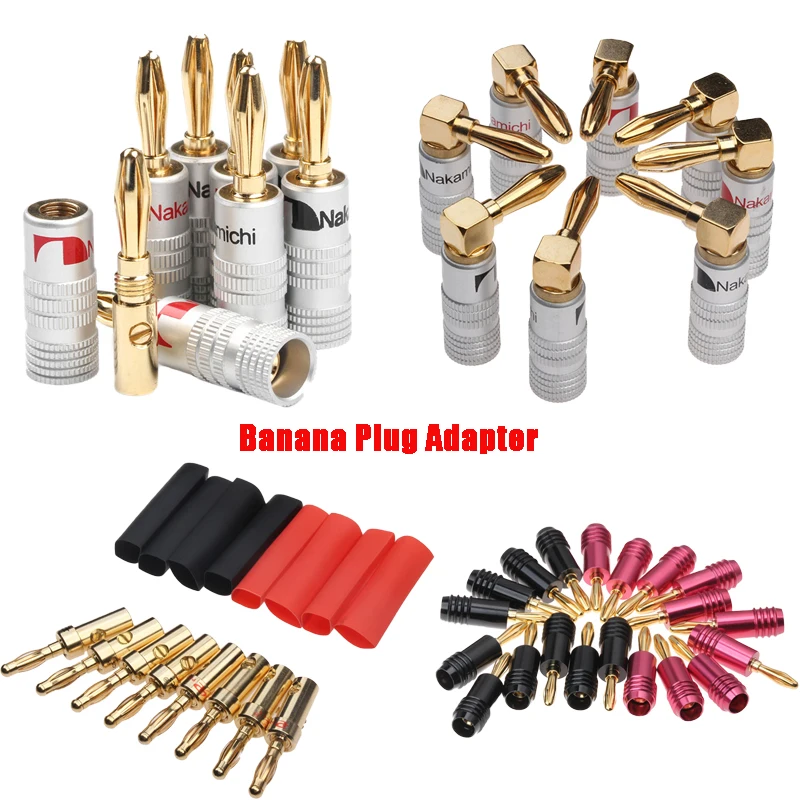 

8/20pcs Speaker Banana Plug Adapter 4mm Wire Connector 24K Gold Plated For Musical HiFi Audio Banana Terminal Connectors
