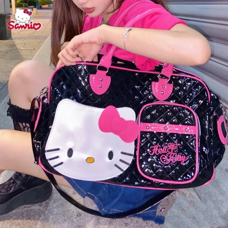  Hello Kitty Black and Pink Face Messenger Bag Laptop Bag :  Clothing, Shoes & Jewelry