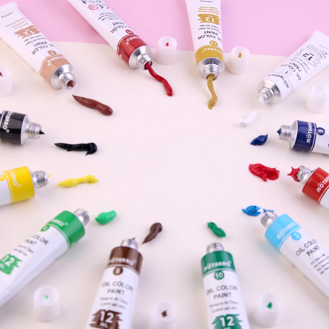 Oil paint 12 Color set in 12ml tubes Rich vivid colors Oil color paint For students Beginners painting supplies