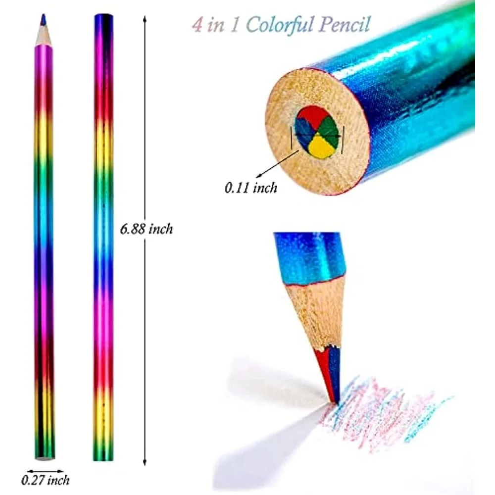 4 Color in 1 Colorful Rainbow Pencils for Kids Multi Colored