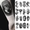 10pcs Waterproof Temporary Tattoo Sticker Dark Wolf Lion Tiger Eagle Snake Deer Skeleton Scorpion Body Art Arm Tattoo Women Men 3