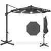 10ft Solar LED Cantilever Patio Umbrella, 360-Degree Rotation Hanging Offset Market Outdoor Sun Shade for Backyard, Deck 1