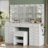 55" W , Makeup Vanity with Charging Station, 15 Drawers with Lighted , 3 Lighting Modes, Brightness Adjustable, Makeup Vanities 2