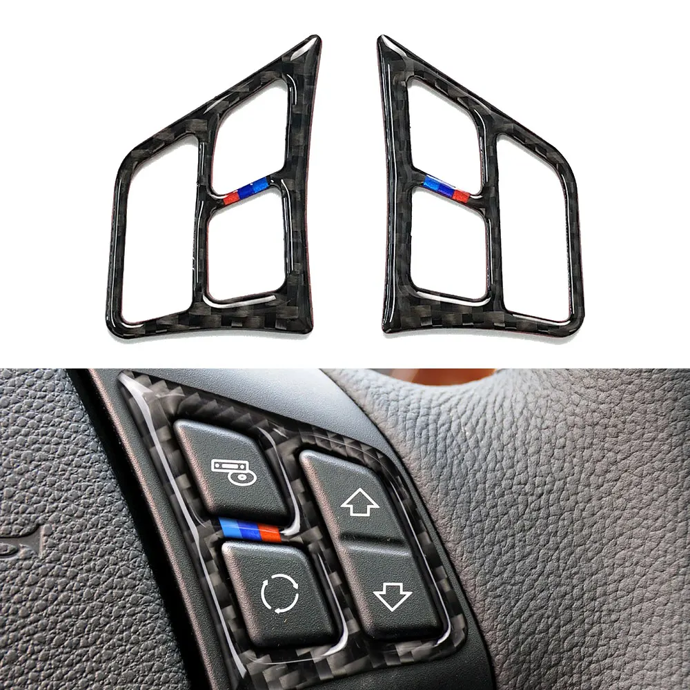 TOTMOX Carbon Fiber Steering Wheel Trim For BMW 3 Series E90 E92 2005-2012 - ABS Plastic Frame Cover