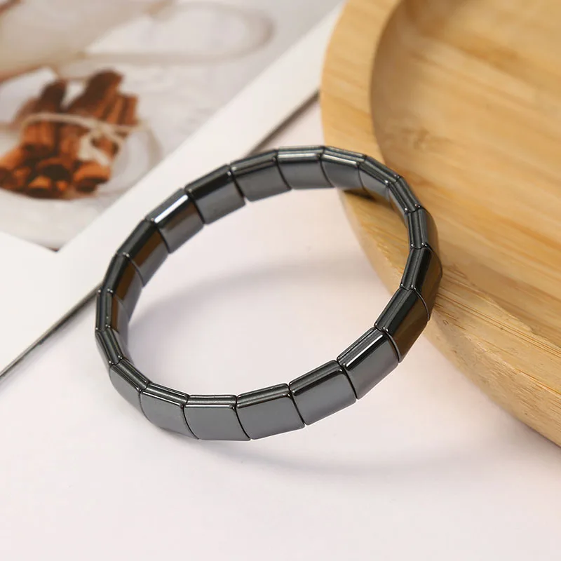 Minimalistisches Gesundheits-Hämatit-Armband für Männer und Frauen, natürlicher Hämatit-Stein, Perlenarmband, Heilarmbänder, Handschmuck, Geschenke – Detail 3
