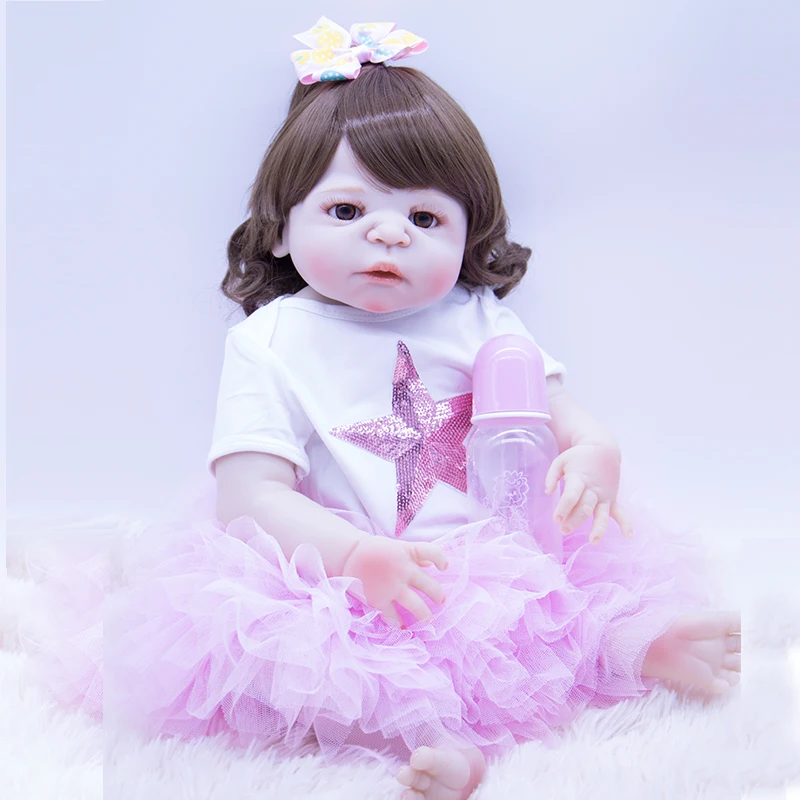 

22 Inch lifelike reborn baby girl doll Safe and non-toxic silicone realistic princess child girls christmas birthday gift toy