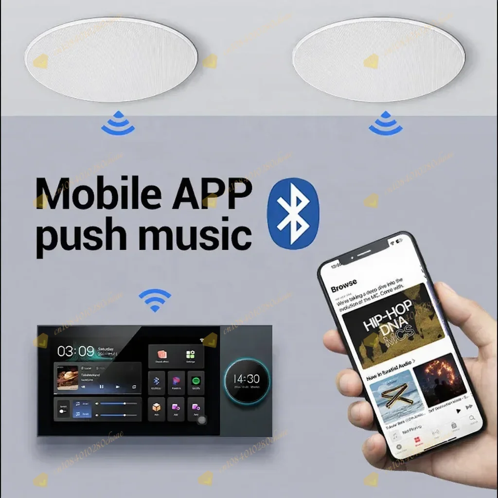 2 -zones Music Amplifier With 7-InchWall Power Connectable Ceiling Speakers Supp