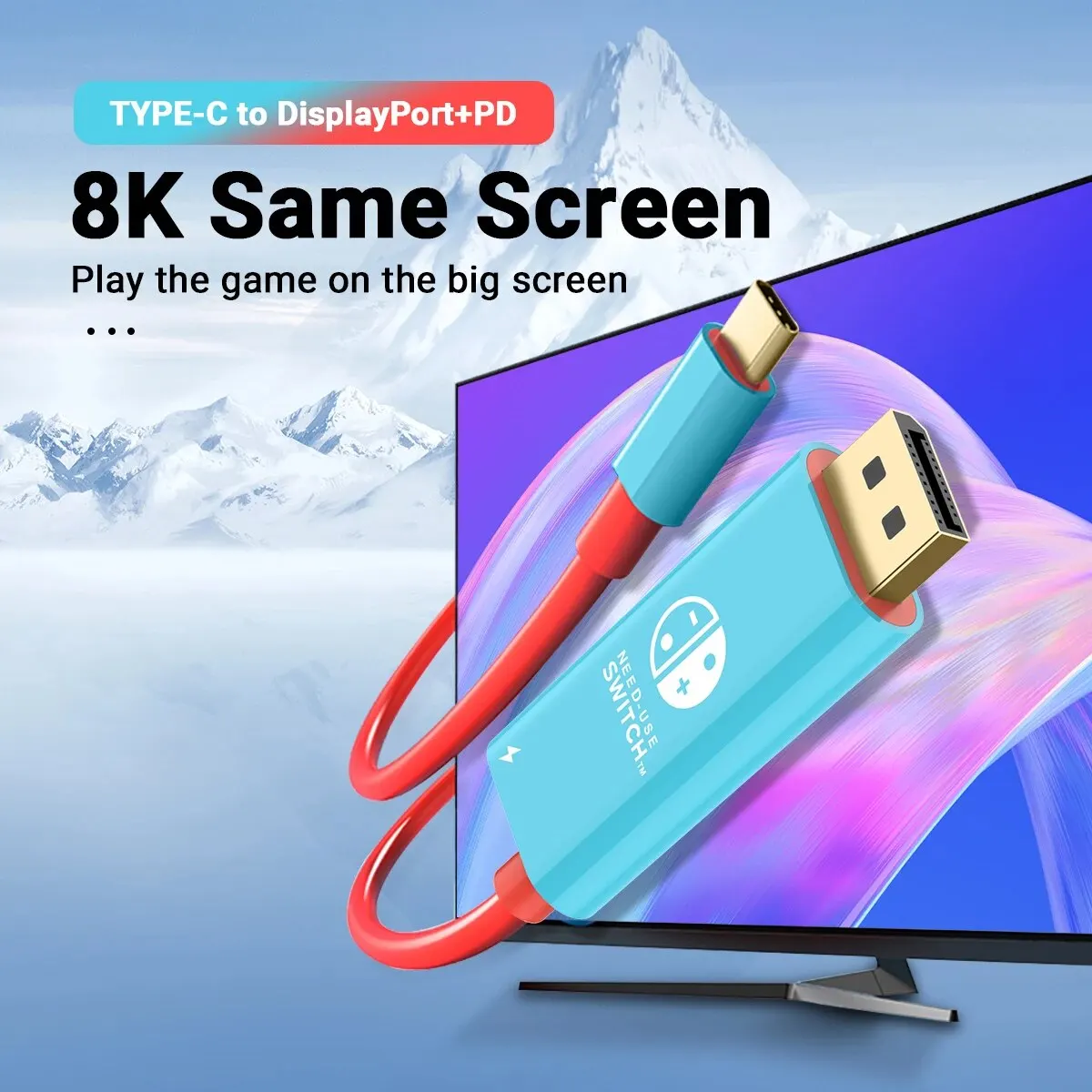 8K60Hz Portable Switch Dock USB C to Display Port Cable Compatible with Nintendo Switch/OLED PD 100W Charging Portable Dock Adap