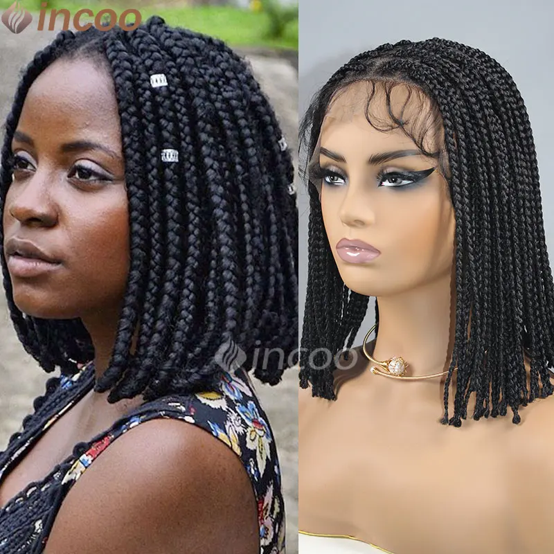 

New Box Braided Wigs For Black Women Heat Resistant Crochet Braided Wig African Synthetic Braiding Hair Short Straight Twist Wig