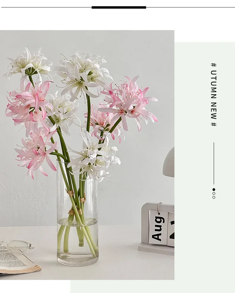 19,7 Zoll künstliche rote Spinnenlilienblumen für Hochzeitslocken-Dekoration, Hanfu-Fotografie-Requisite – Detail 7