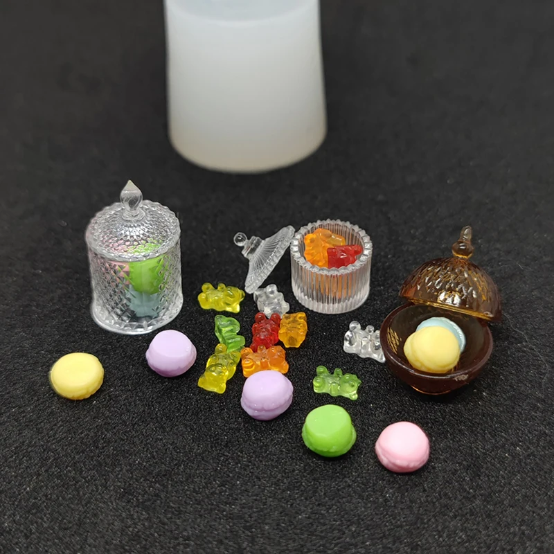 Mini Dollhouse Food Jar Silicone Mold DIY Doll House Candy Cookie Jar Model Kitchen Decor Drop UV Glue Epoxy Resin Casting Mould silicone mold
