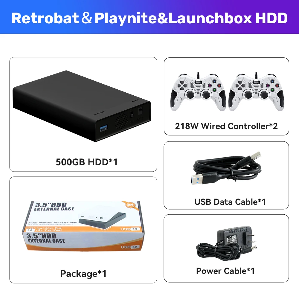 500G Portable Video Gaming Consoles For PS2/PS3/PS1/N64/Xbox/MAME/NDS/NES/PSP/DC/Wii External Game H