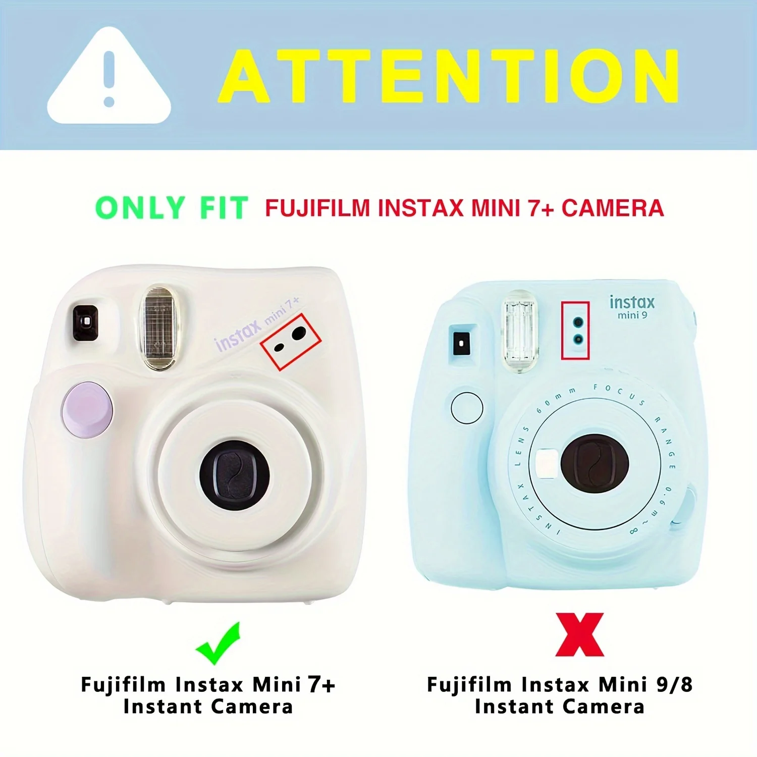1 Set Silicone Protective Case for Fujifilm Instax Mini 7 Plus Camera (with DIY Accessories and Adjustable Shoulder Strap)