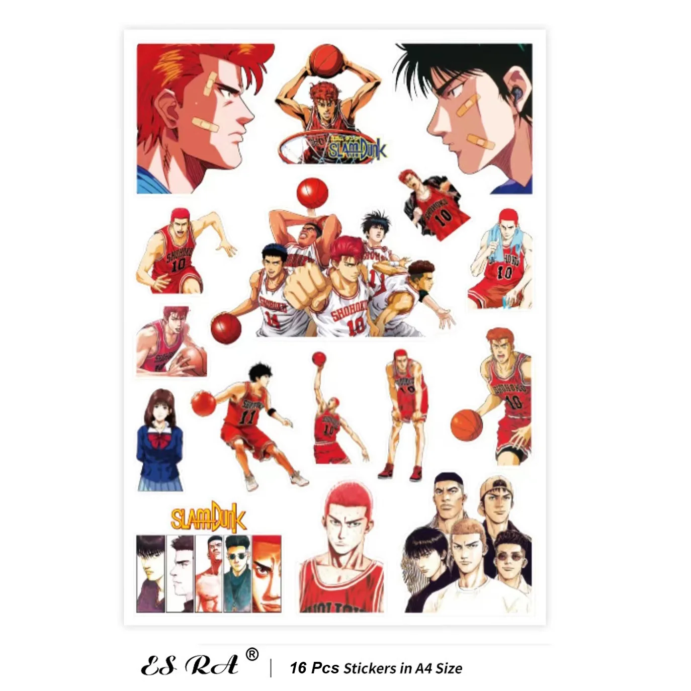 16 Pcs Pegatinas Adesivi Anime Slam Dunk Decalcomanie Adesivi Per Laptop Vinile Impermeabile Suitacase Notebook Brocca Skateboard