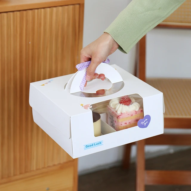 Stobag 5Dcs 4 Szemcsék Négy Ajándék Süteménydoboz Desszert Csomagolás Fogantyú Tiszta Átlátszó Ablakos Cukorka Parti Gyomor - Image 5