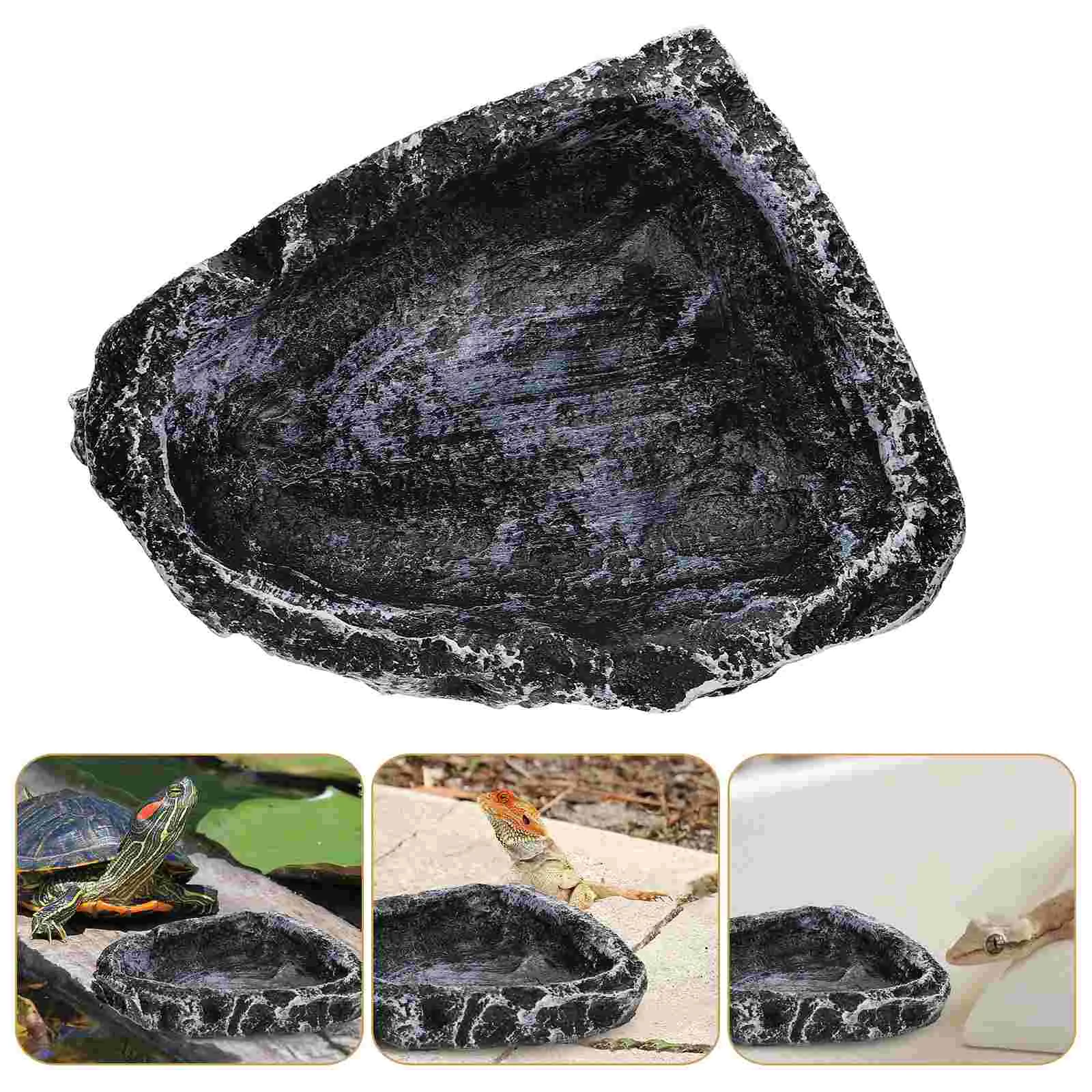 Reptile Hammock Fogger Water Basin Pet Feeding Container Food Bowl Spider Terrarium Resin Tortoise Crawling Holder