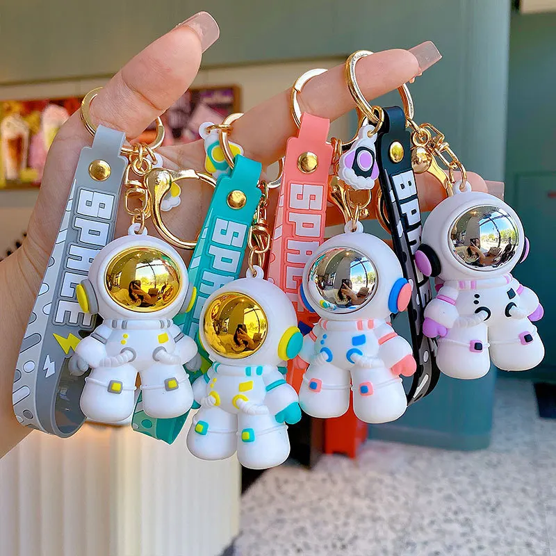 宇宙飛行士のキーホルダー,かわいいPVC,カラフル,女性用,広々と
