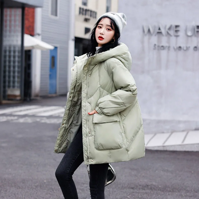 

Winter High Quality Women's Down Jacket 2023 New Fashion Warm Hooded Temperament Solid Color Women Down Jacket Overcoat NBH837