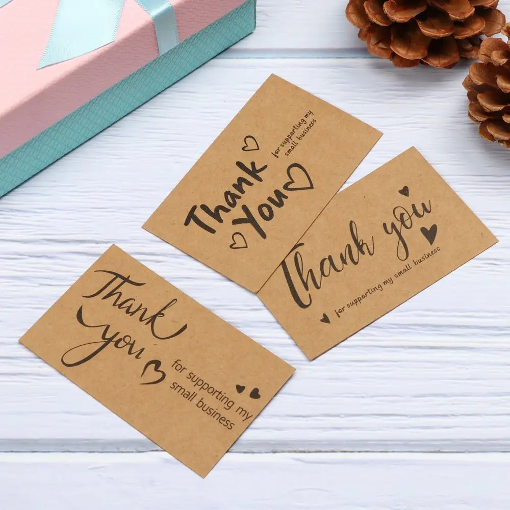 60pcs/lot Kraft Paper Thank You Card Customized Postcards Support Custom Jewelry  Packaging for Small Business - AliExpress
