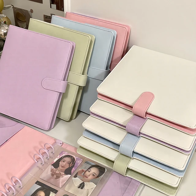 Candy Color A5 Kpop Binder Photocards Holder Cover Pu Bőr Laza-Levél Gyűjtés Könyvkártyák Album Storage Book Levelepery - Image 2