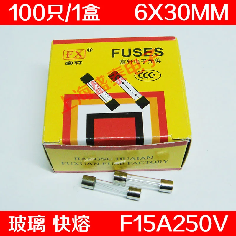 

100 PCSF15AL250V Glass Insurance Tube F15A250V F15A Fuse 6X30MM 100 PCS