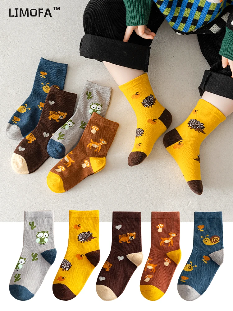 5 Pairs Cotton Kids Socks Dinosaur Cartoon Cute Toddler Girls Socks Casual Sport Boys Warm For Baby C159 kids socks