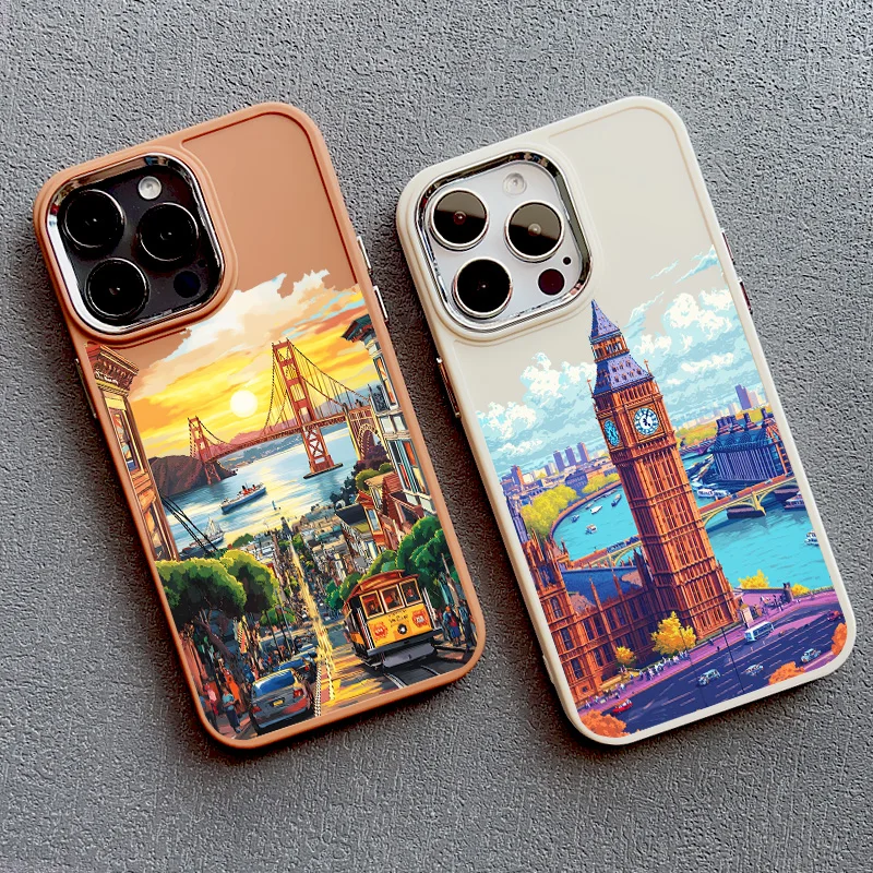 Bruchende Stadtlandschaft New York London Silikon-Handyhülle für iPhone 15 14 16 Pro Max Plus 13 12 11 Pro Max XR XS X SE2 Abdeckungen – Detail 12