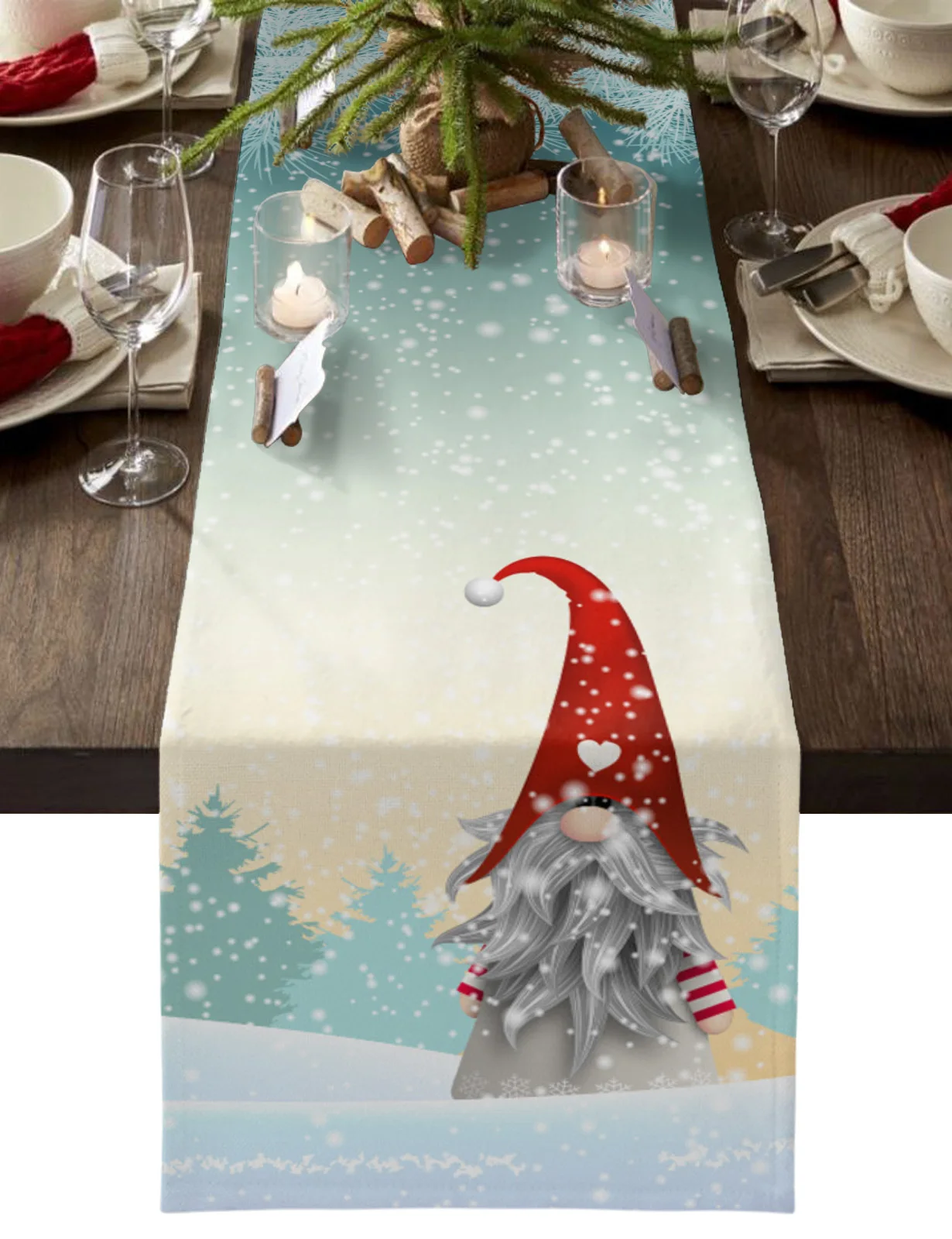 

Christmas Snowflake Gnome Linen Table Runners Dresser Scarves Table Decor Winter Xmas Dining Table Runners Christmas Decorations