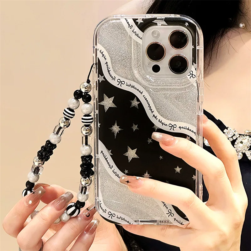 

Bling Star Bracelet Wrist Chain Case For iPhone 15 11 12 13 14 Pro Max 14 15 7 8 6 6S Plus SE 2020 2022 X XR XS Max Clear Funda