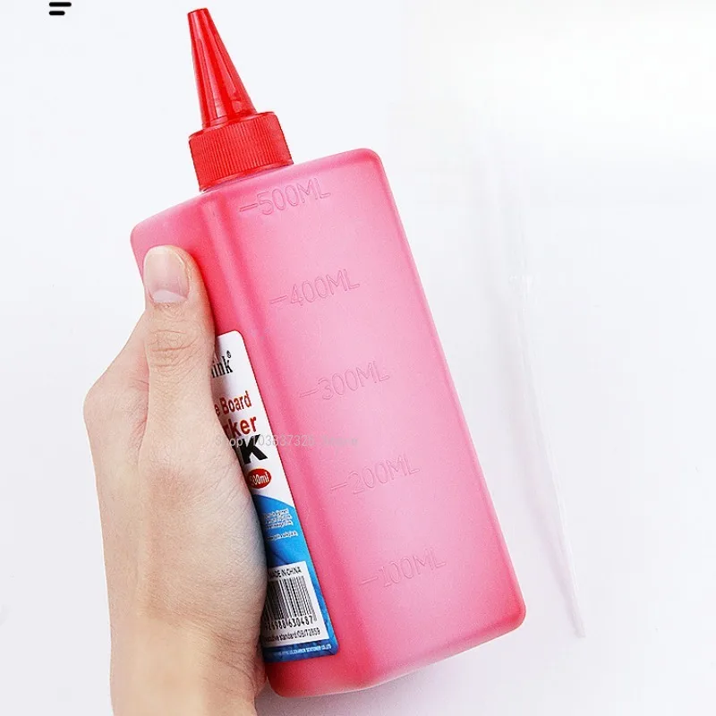 500ml 화이트 보드 마커 컬러 잉크 지울 수있는 리필 액체 학교 사무용품 학생 미술 그림 낙서 수채화 물감