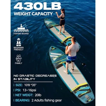 FLYPARK 10'8/11'x35'' Fishing Inflatable Paddle Board Extra Wide SUP Paddleboard Inflatable, Stable Stand-Up Paddle Kayak seat 2