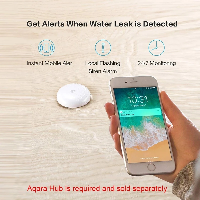 Aqara Water Leak Sensor Zigbee Water Immersing Sensor Detector Alarm Security Soaking Smart Home Work With Mi Home APP smart water leak sensor