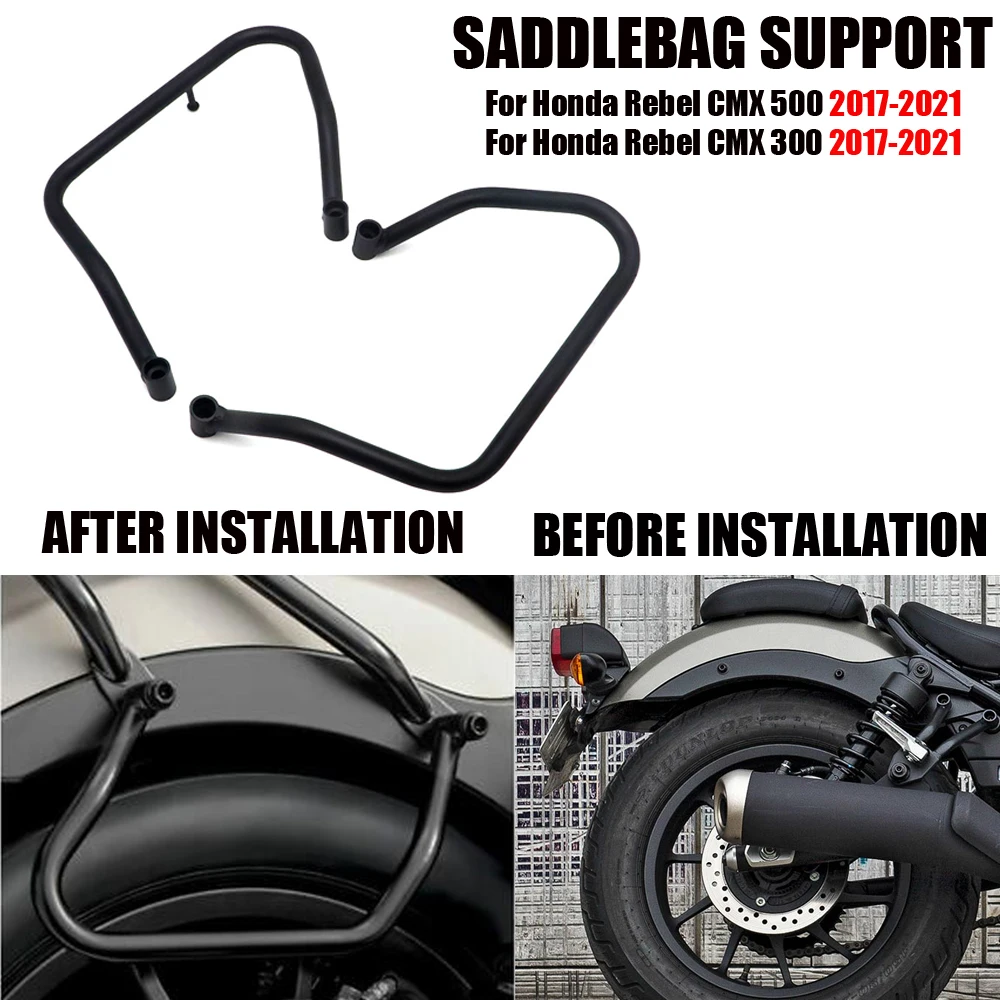 

Motorcycle Side Box Bags Rack Saddle Bag Support Bar Mount Brackets For Honda Rebel CMX CM 500 300 CMX500 CMX300 2017-2021