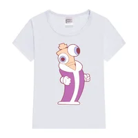 Kinger The Amazing Digital Circus Sticker Cartoon Girls Clothes From 3 to 12 Years Old Graphic Top Birthday T Shirts Summer Tee 4
