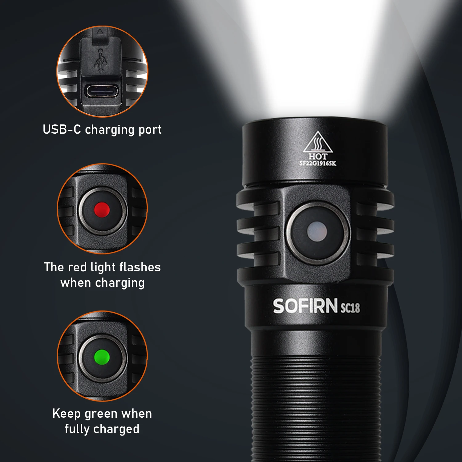 Lampe Tactique SC18 Sofirn 1800 Lumens - Pro Army