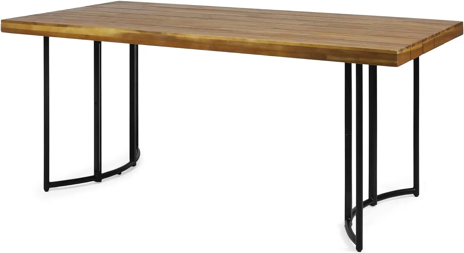

Samuel Outdoor Modern Industrial Acacia Wood Dining Table, Teak and Black