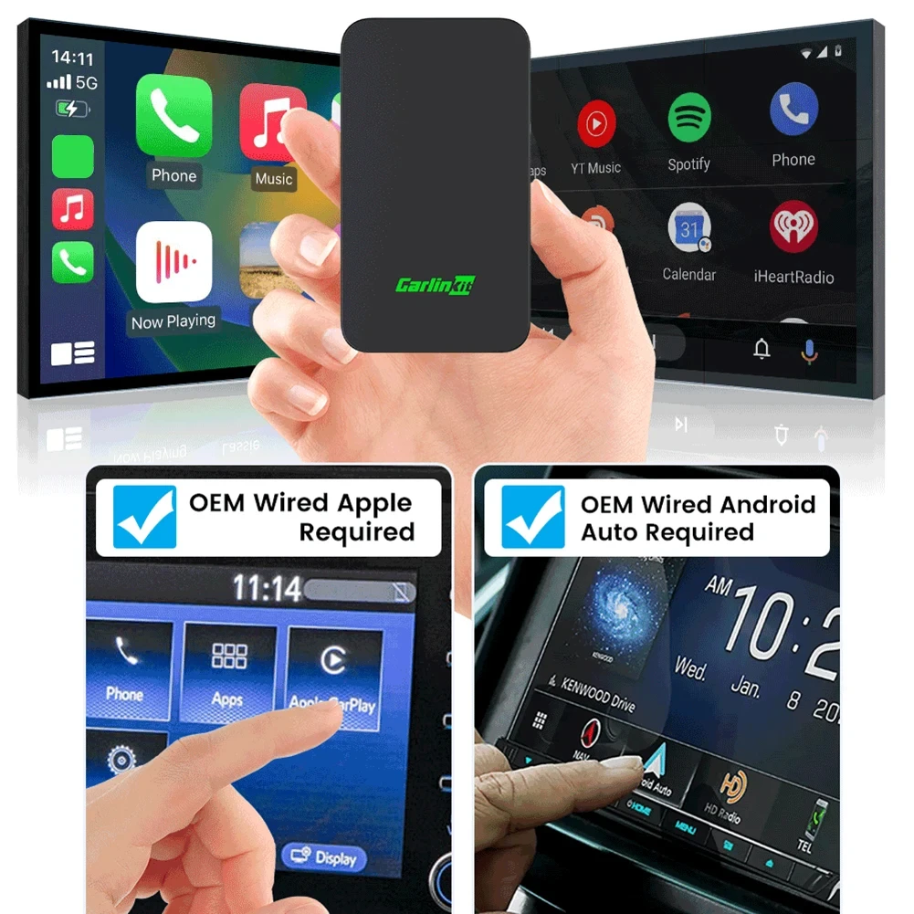 2023 CarlinKit 5.0 Wireless Android Auto & Wireless CarPlay Adapter USB for  OEM Wired CarPlay & Wired Android Auto Cars (Model Year: 2015 to 2023)