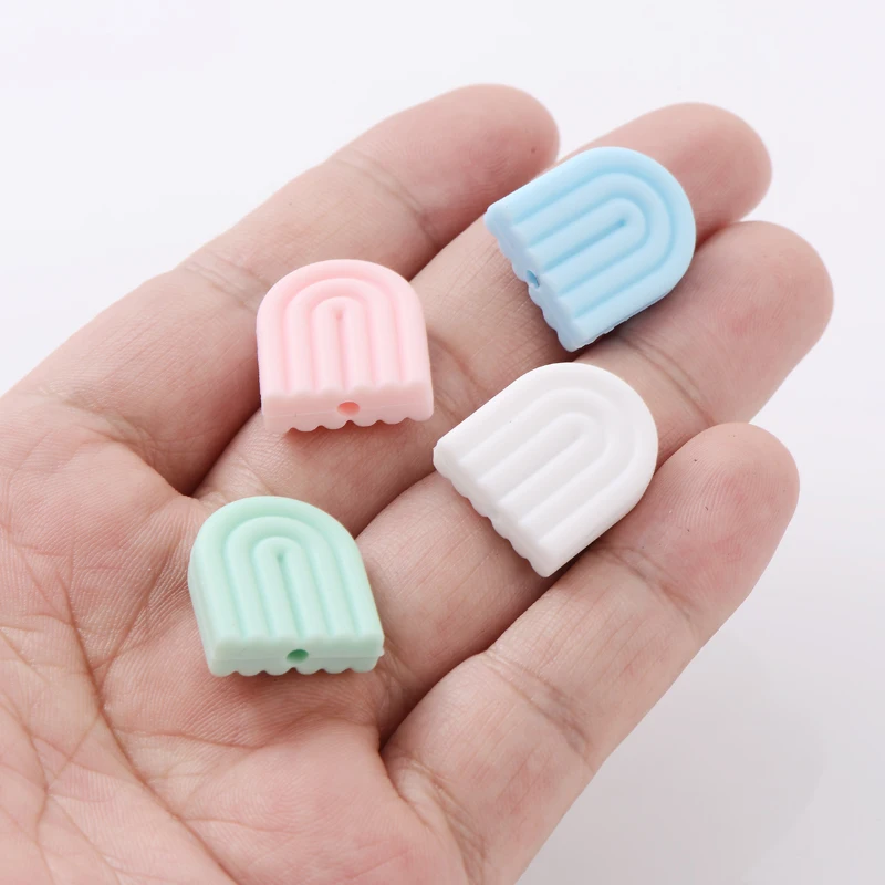 10Pcs Silicone Beads Rainbow Food Grade Teether Beads For Jewelry Making DIY Necklace Pacifier Chain Accessories silicone beads silicone teething beads silicone teether