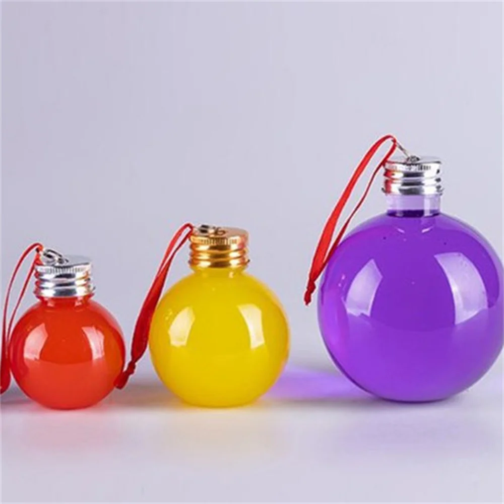 Clear Plastic Fillable Christmas Ball - Milk Tea Juice Cold Drink  Candy Bottle Tree Ornaments Wedding Party Christmas Decor