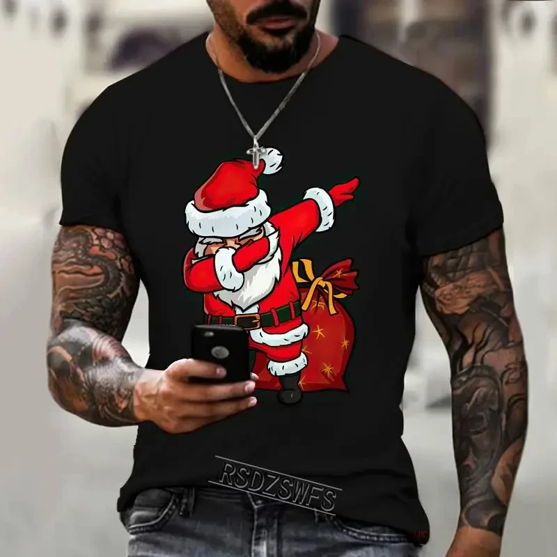 

Забавная Рождественская футболка с 3d принтом Санта-Клауса, большие Топы y2k, мужские топы, рождественские футболки, повседневная мужская одежда в стиле Харадзюку для отпуска