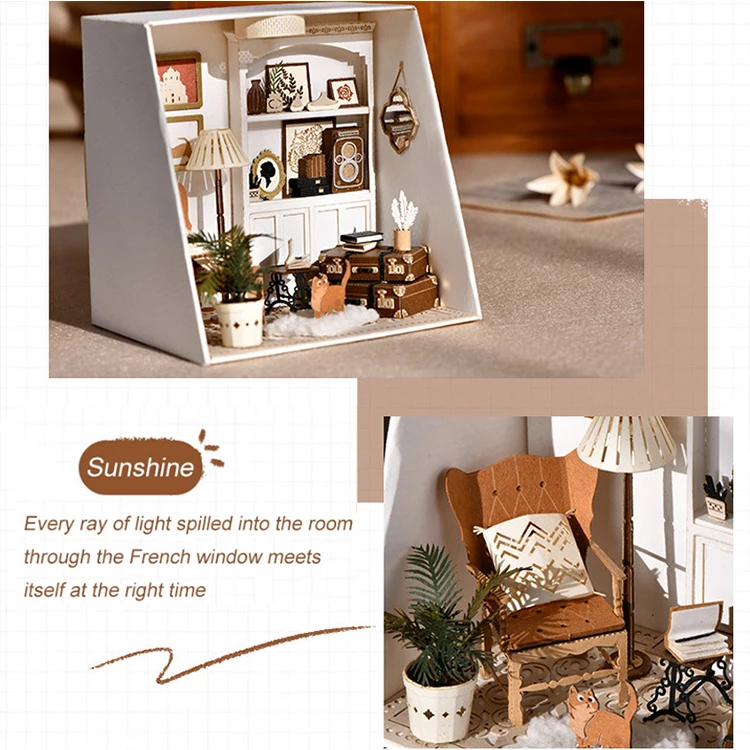 Wooden Mini Doll Hous DIY Kit for Making Room Toys Home Bedroom Decoration with Furniture Kit with LED for Home Decoration Gifts