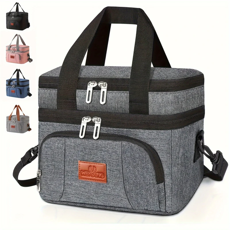 Multifunctional Double Layers Tote Cooler Lunch Bags for Women Men Large Capacity Travel Picnic Lunch Box with Shoulder Strap