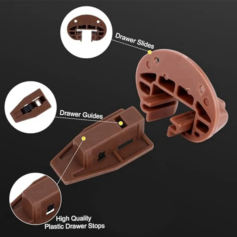 8Sets Plastic Drawer Track Guides Kit,Drawer Slides Guides Replacement Parts For Center Mount Drawer Dresser