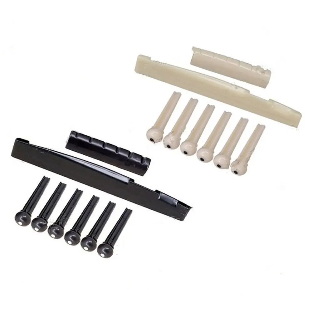 

White/Black Portable Classica Plastic Nut Saddle Bridge Pins Guitar
