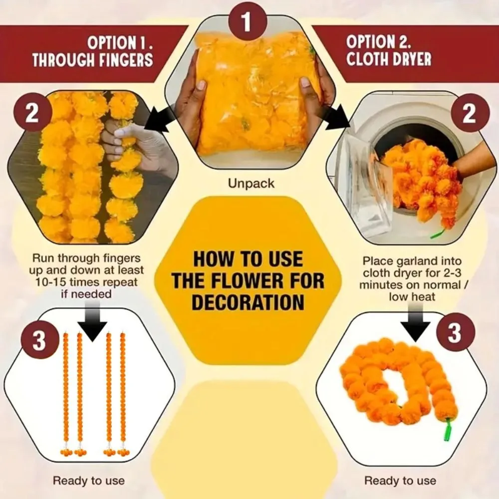 DIY Ringelblumengirlande ​ ​ Lange Stränge künstliche Pooja Diwali Fiesta Pooja Ringelblumen ​ ​ Veranstaltungsdekor biegbar ​ ​ – Detail 13